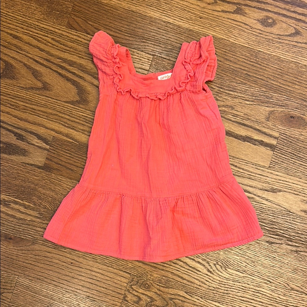 EUC Cat & Jack Coral Casual Dress with Ruffled Details; 2T